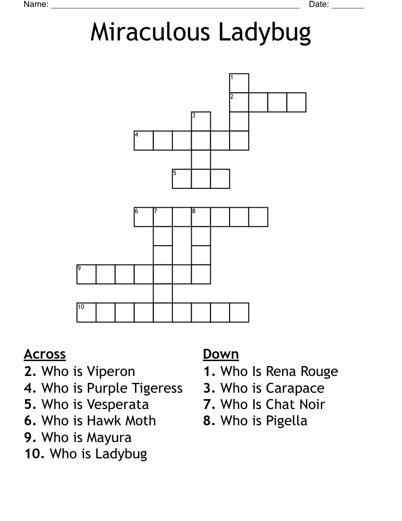 Miraculous Ladybug  Crossword