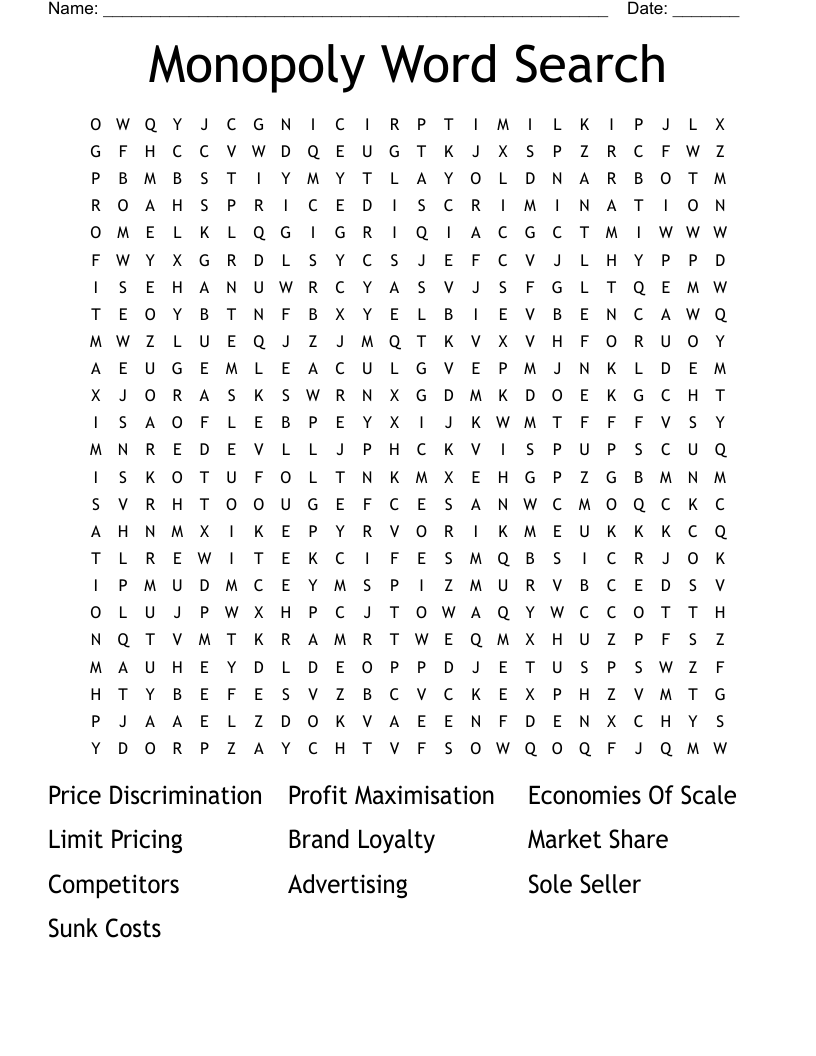 Monopoly Word Search