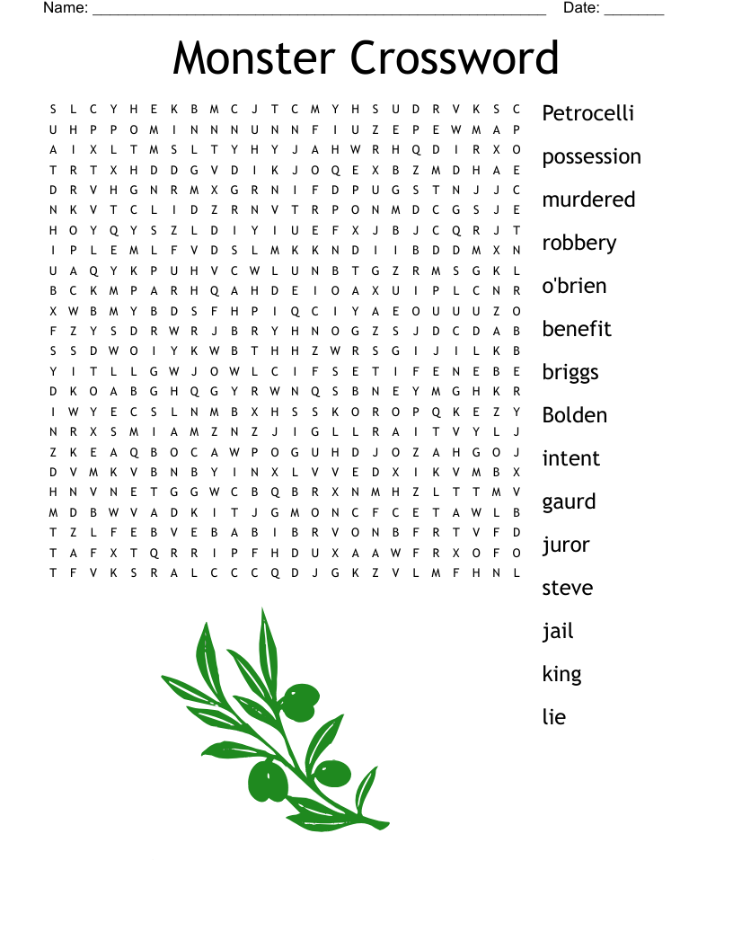 Monster Crossword Word Search
