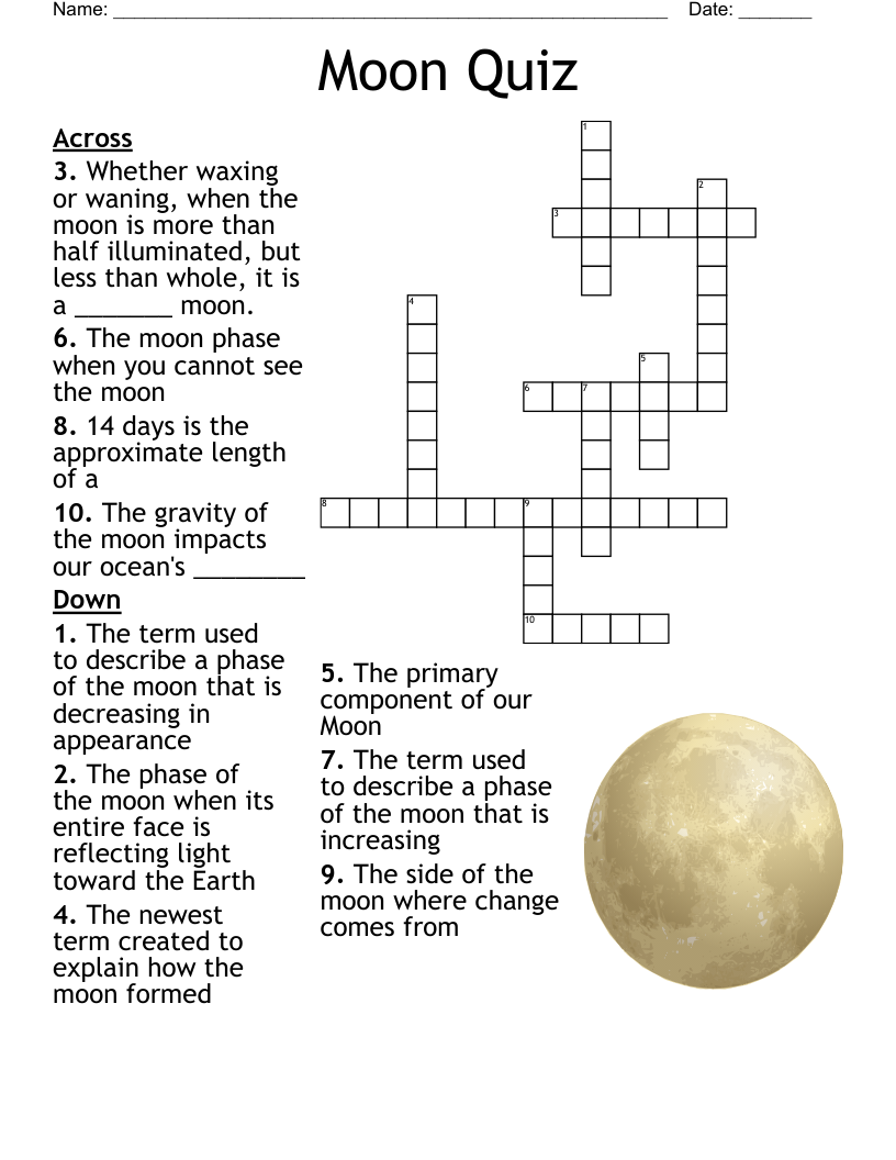 Moon Quiz Crossword
