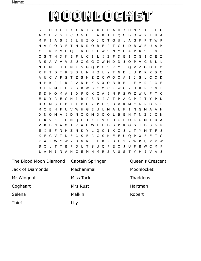 Moonlocket Word Search
