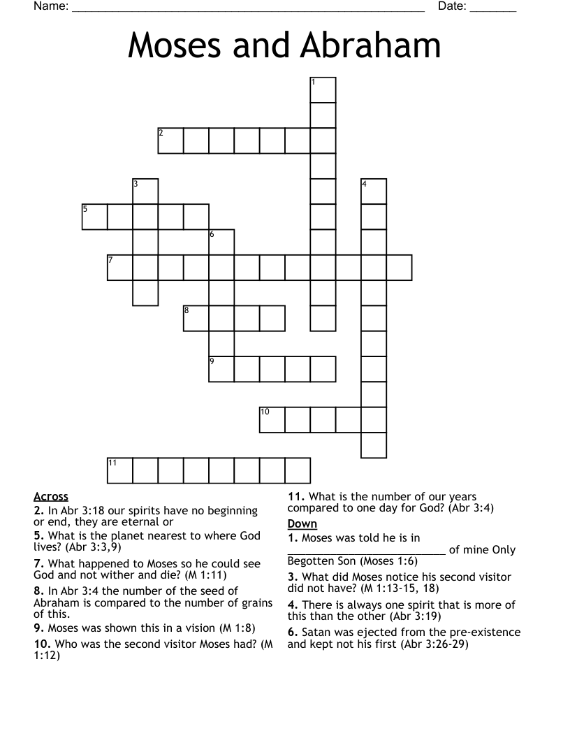 Moses and Abraham  Crossword