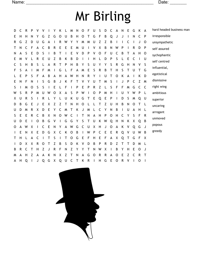 Mr Birling Word Search