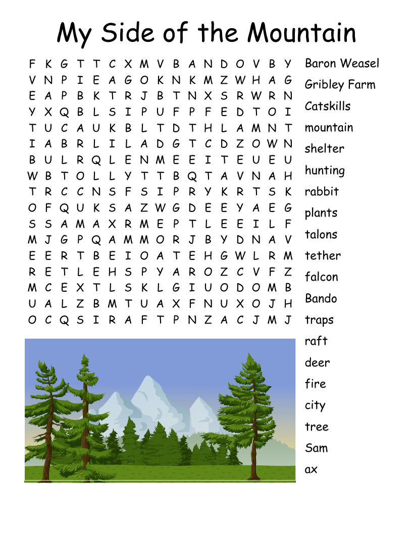 My Side of the Mountain Word Search
