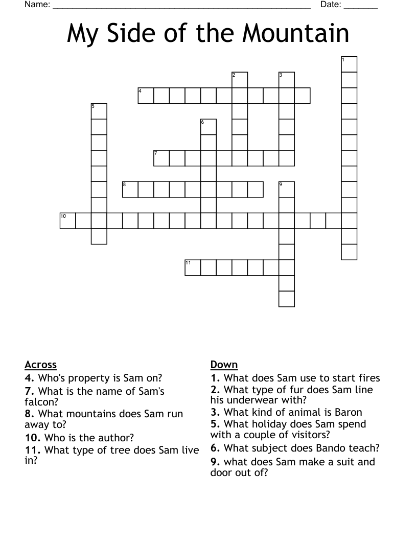 My Side of the Mountain Crossword