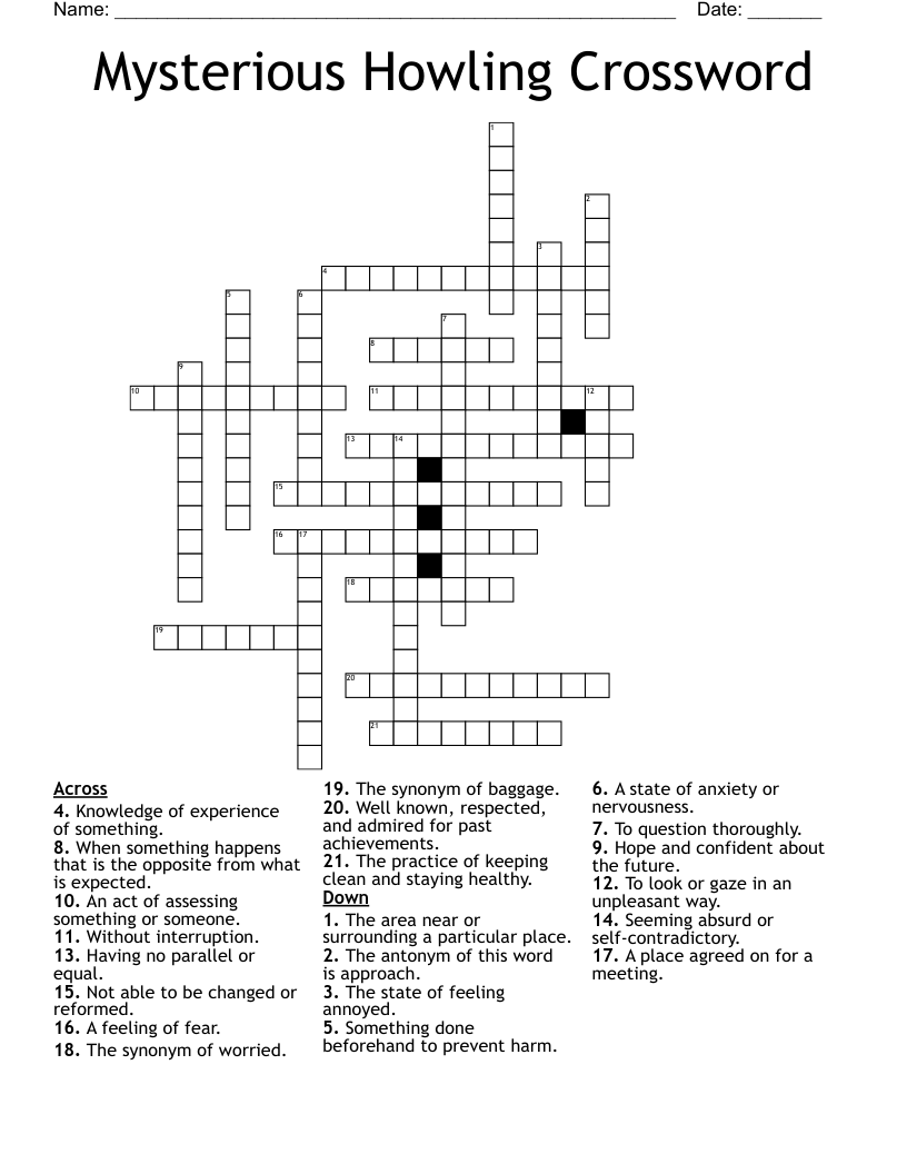 Mysterious Howling Crossword