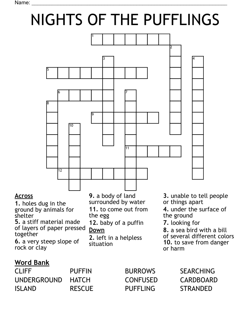 NIGHTS OF THE PUFFLINGS Crossword