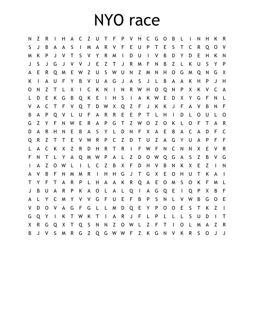 NYO race Word Search