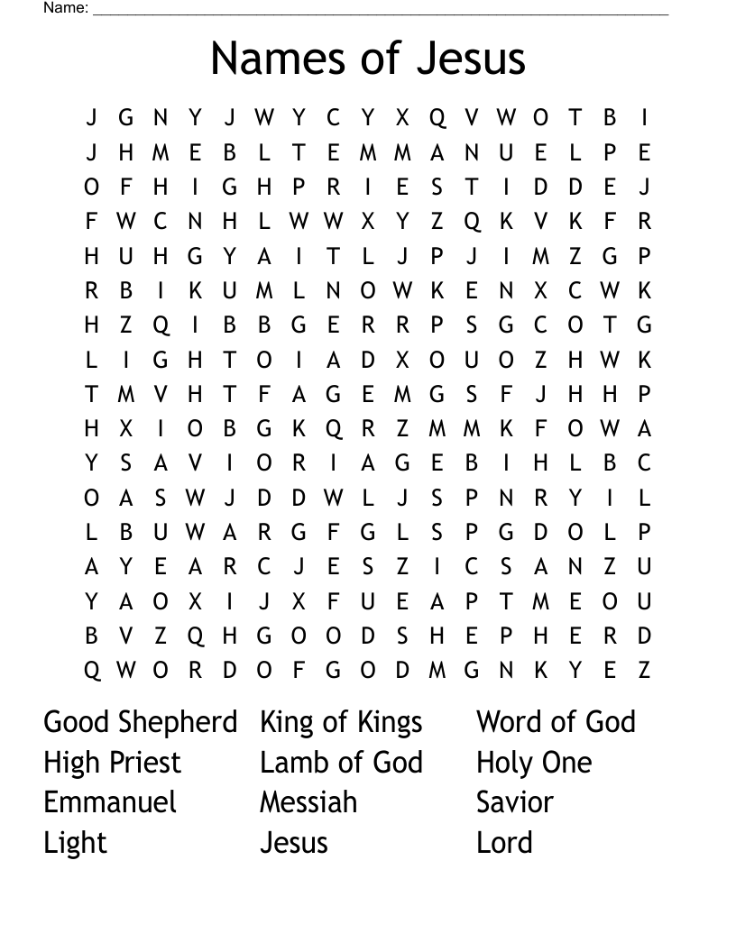 Names of Jesus Word Search