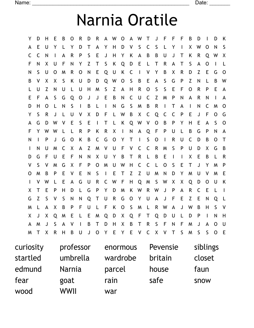 Narnia Oratile Word Search