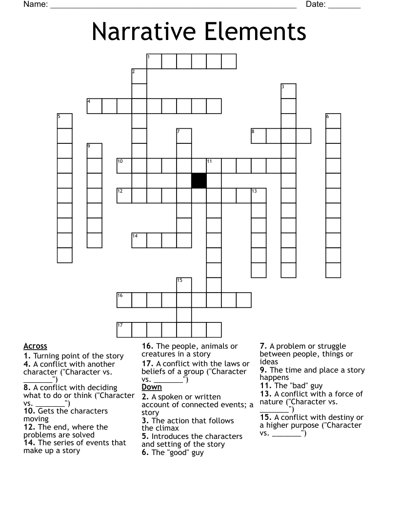 Narrative Elements Crossword