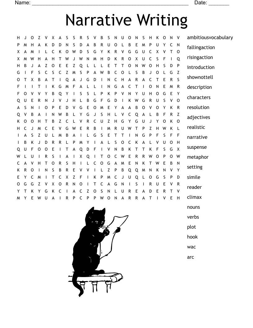 Narrative Writing  Word Search