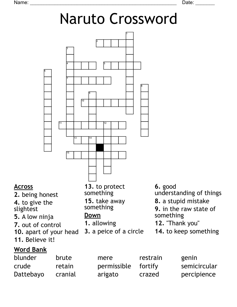 Naruto Crossword