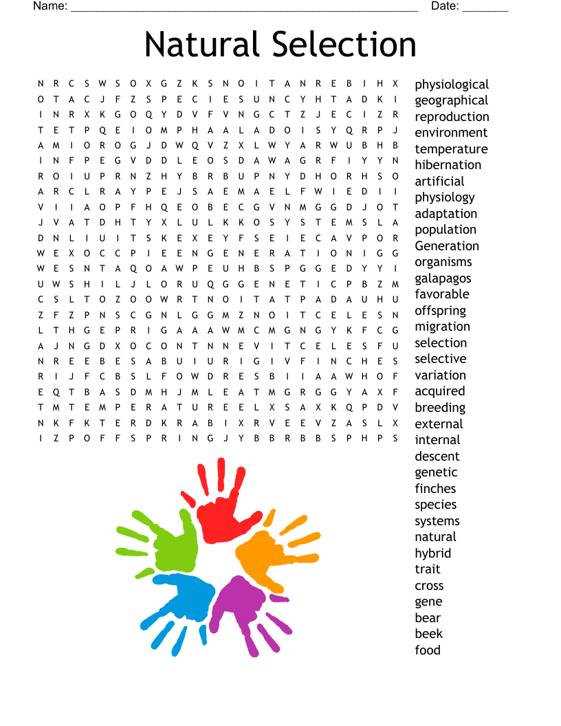 Natural Selection Word Search