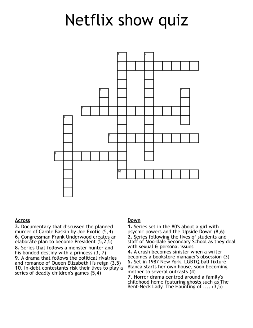 Netflix show quiz Crossword