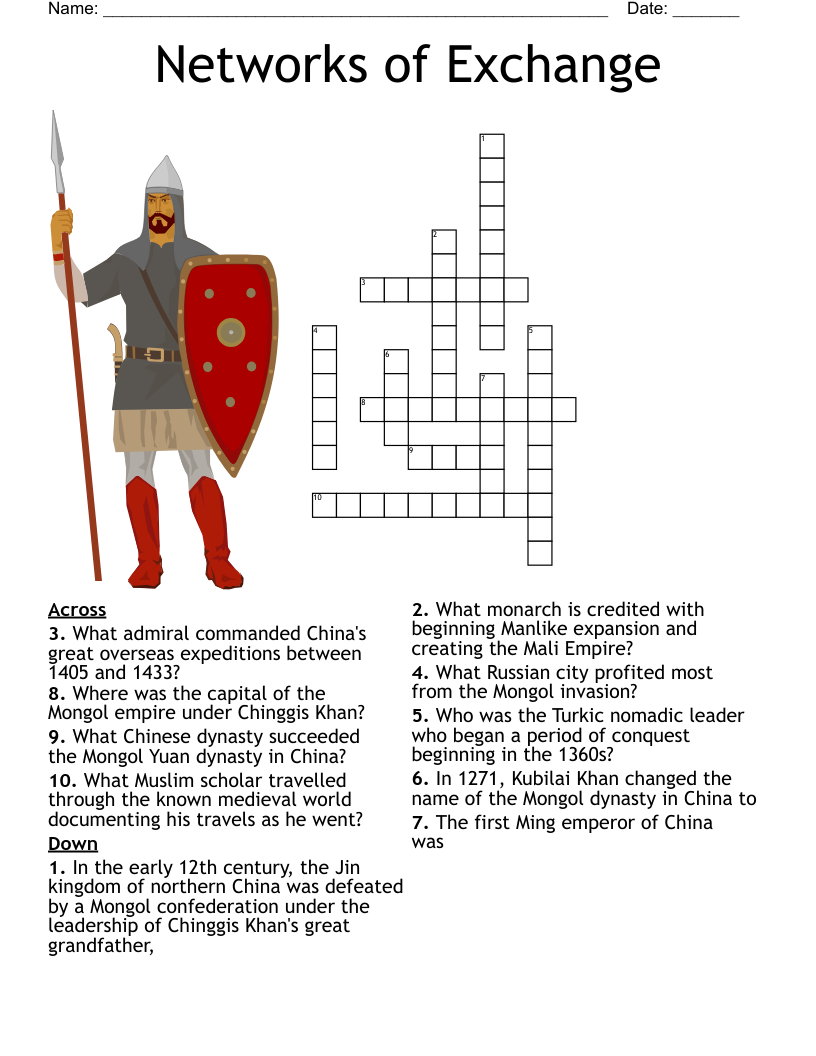 Networks of Exchange Crossword