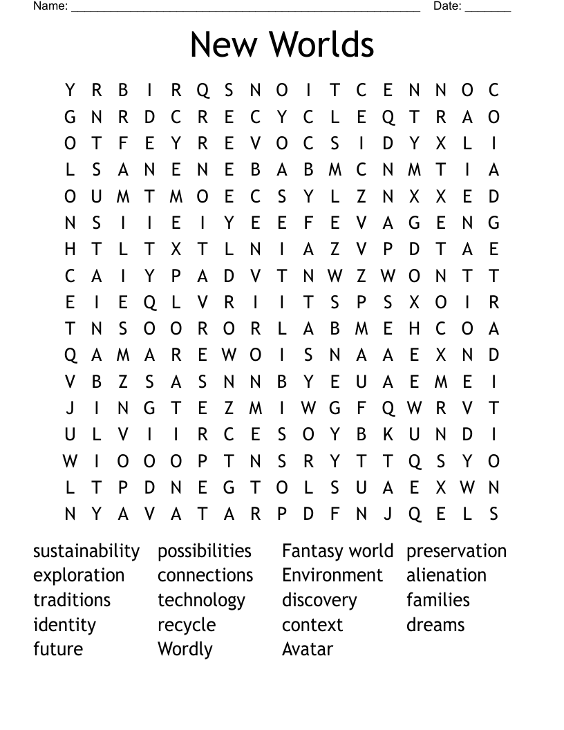 New Worlds  Word Search