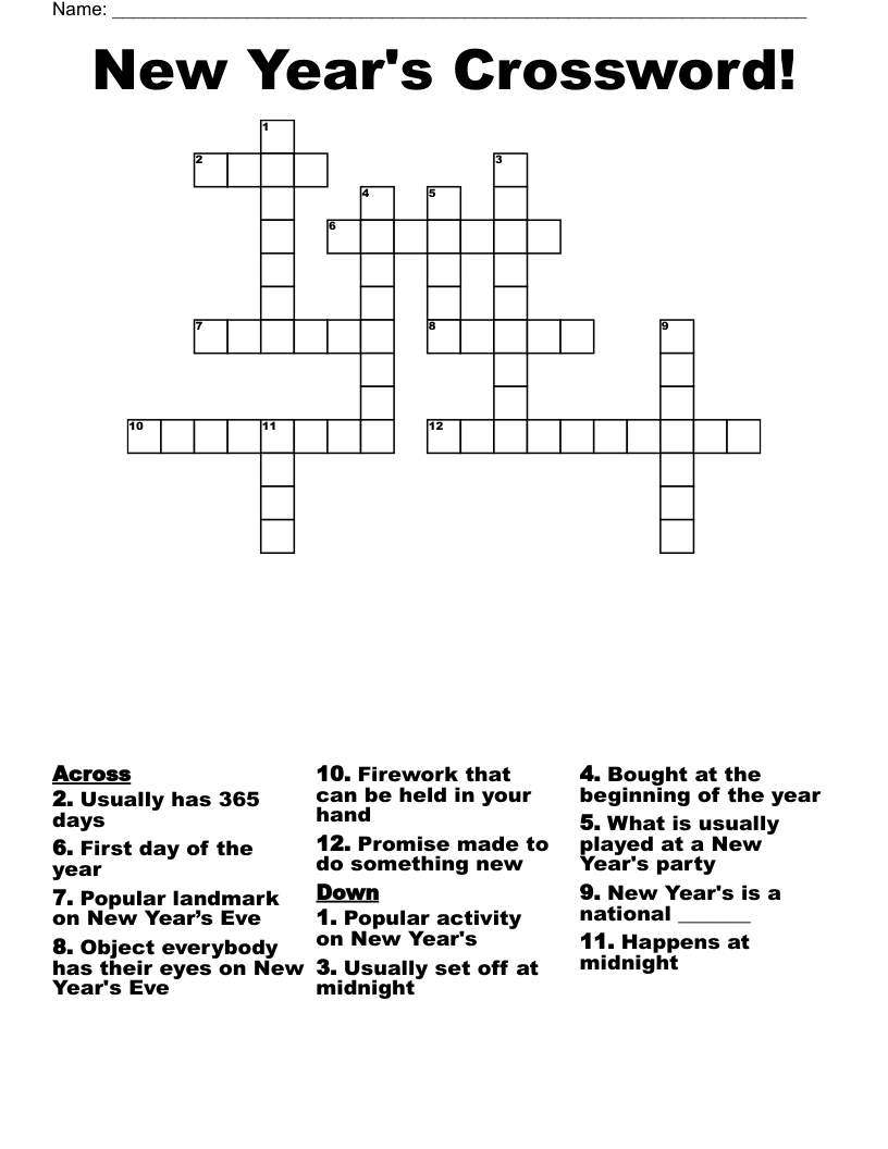 New Year's Crossword!