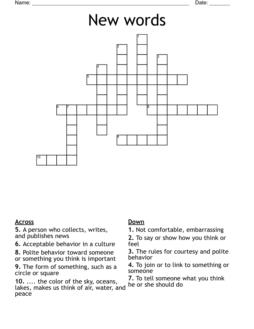 New words Crossword