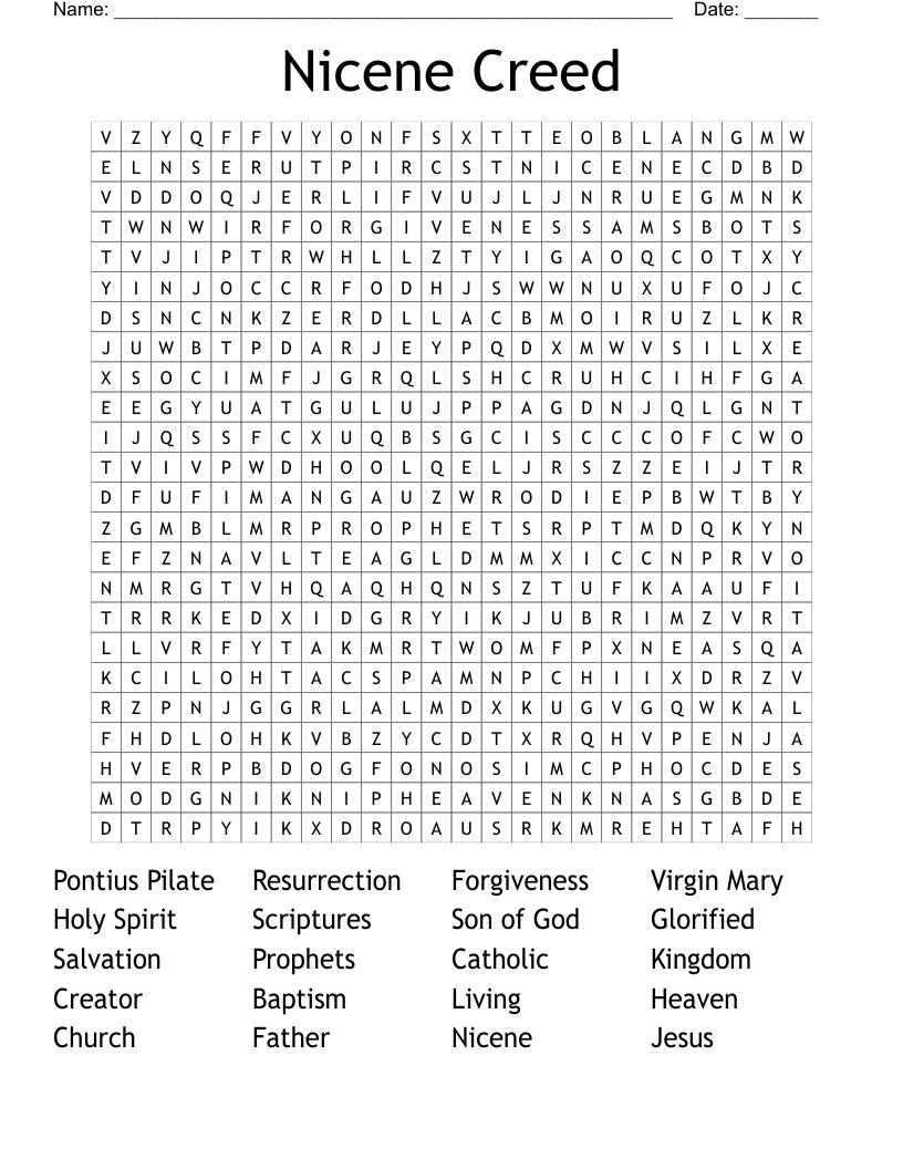 Nicene Creed Word Search