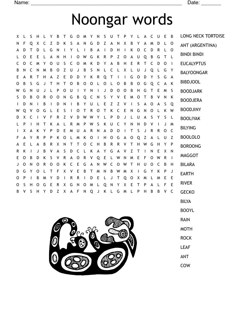 Noongar words  Word Search