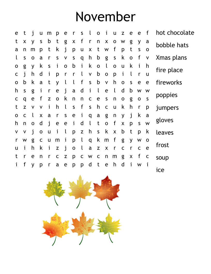 November Word Search