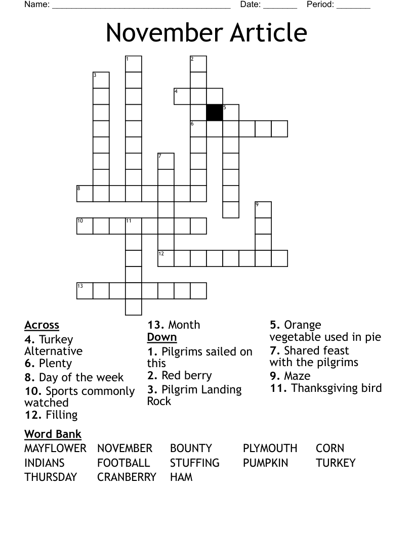 November Article  Crossword