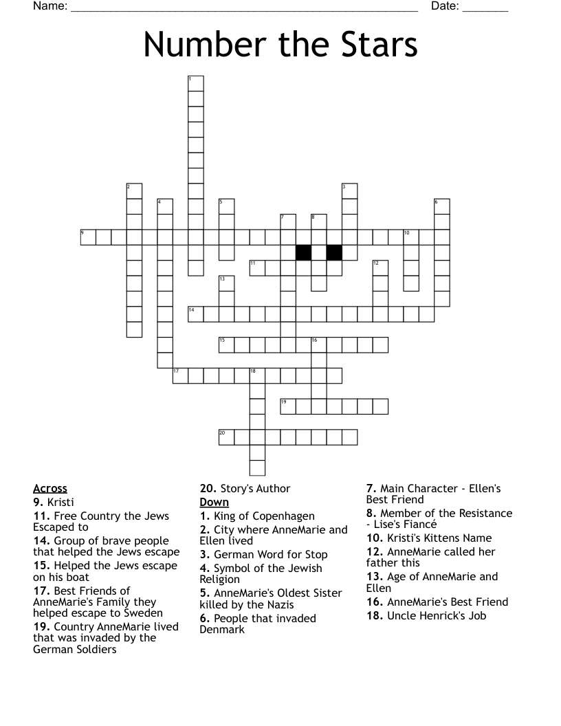 Number the Stars Crossword