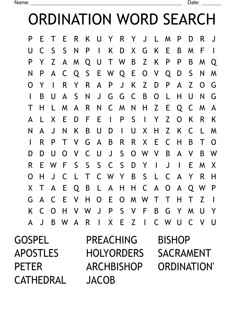 ORDINATION WORD SEARCH