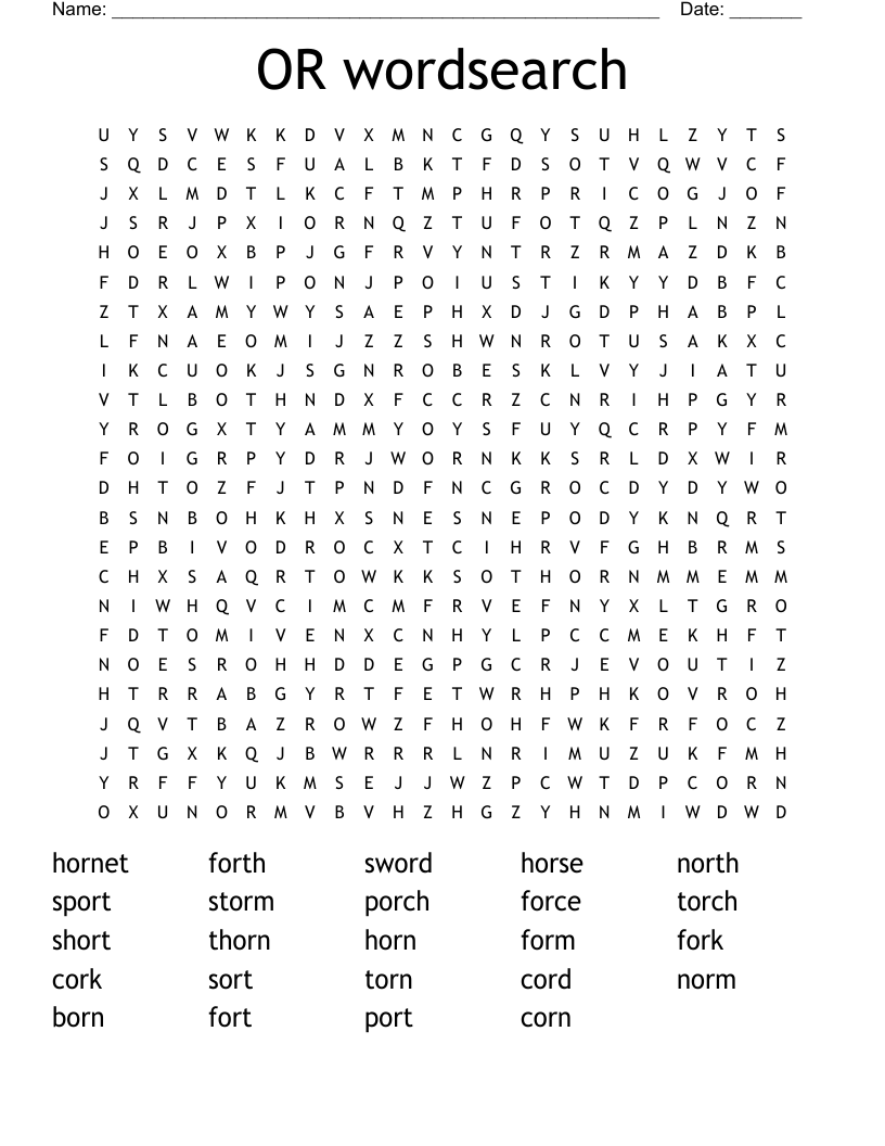 OR wordsearch 