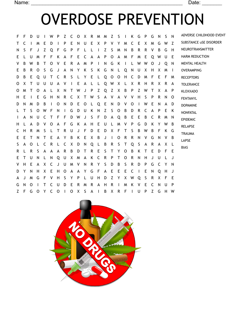 OVERDOSE PREVENTION Word Search