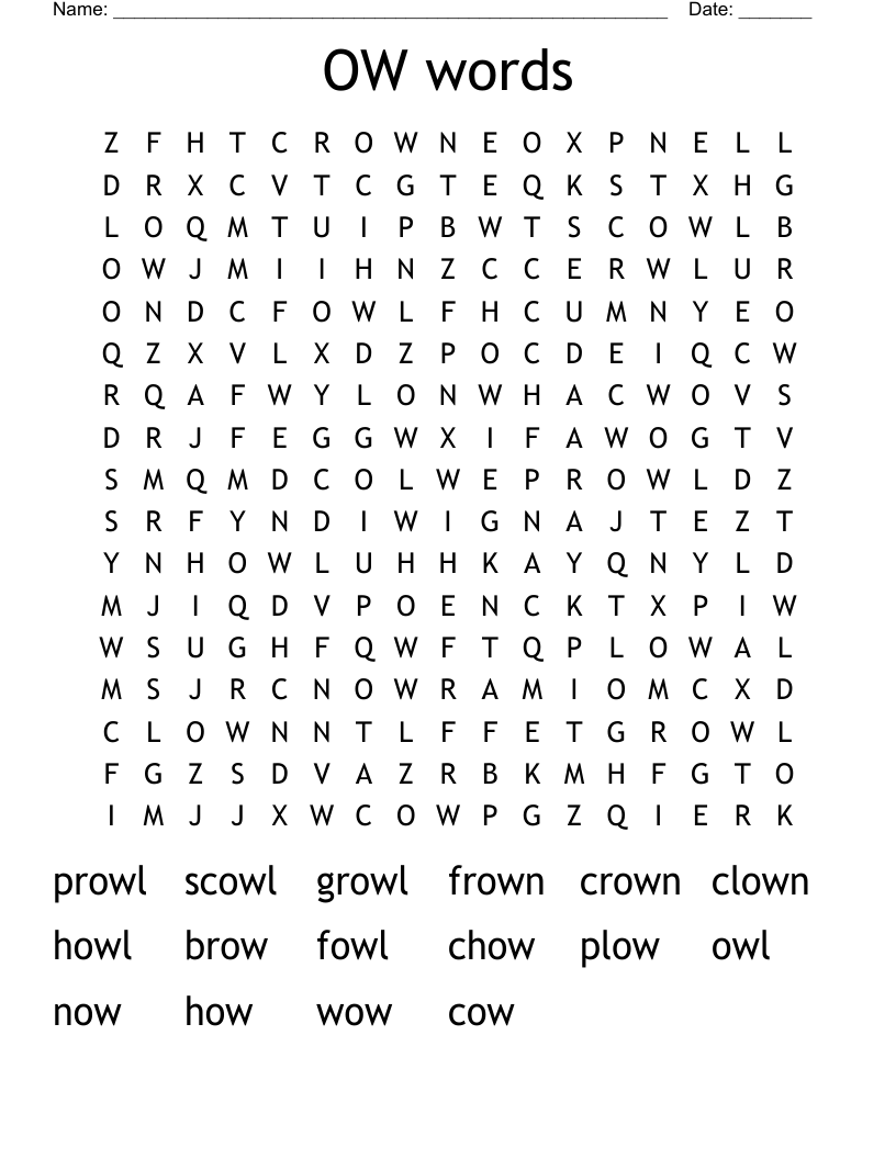 OW words Word Search