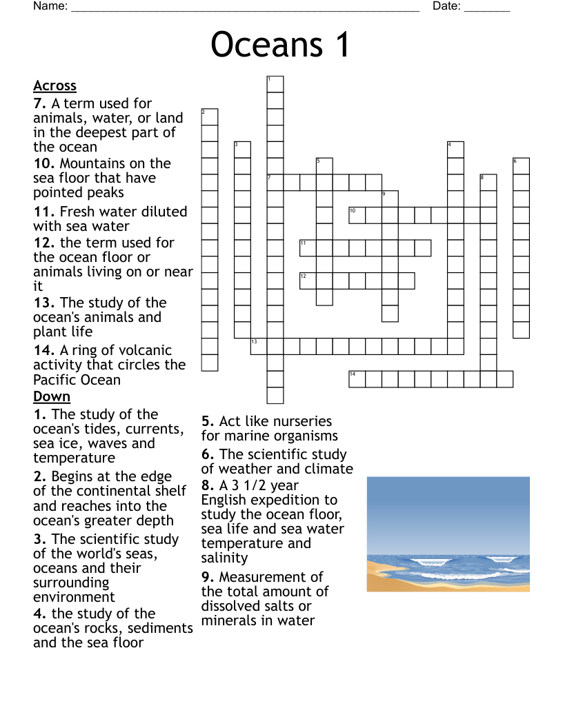 Oceans 1 Crossword