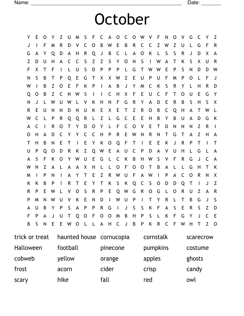 October Word Search