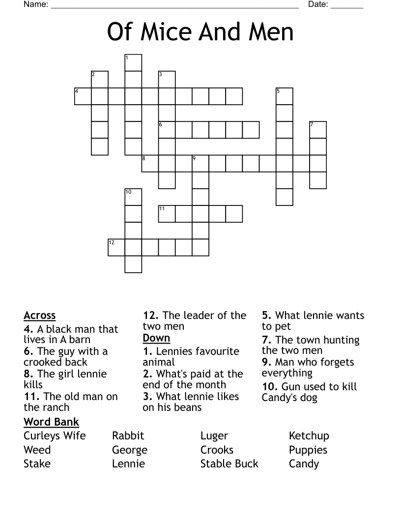 Of Mice And Men Crossword