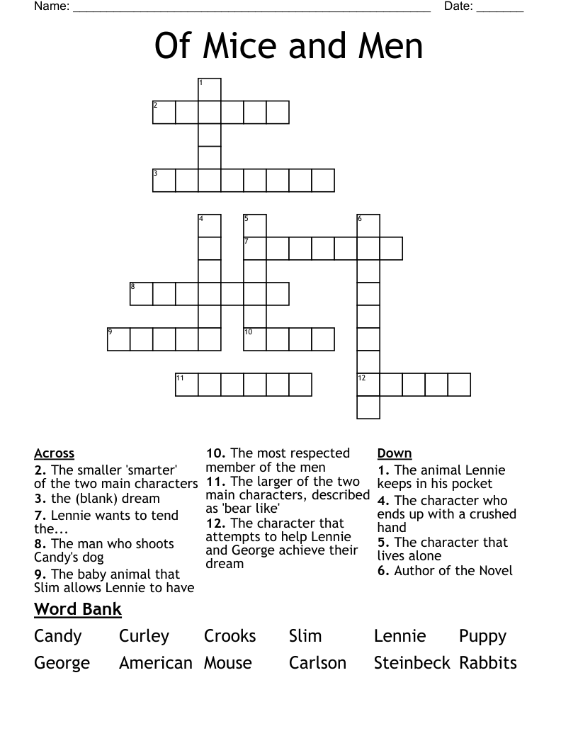Of Mice and Men Crossword