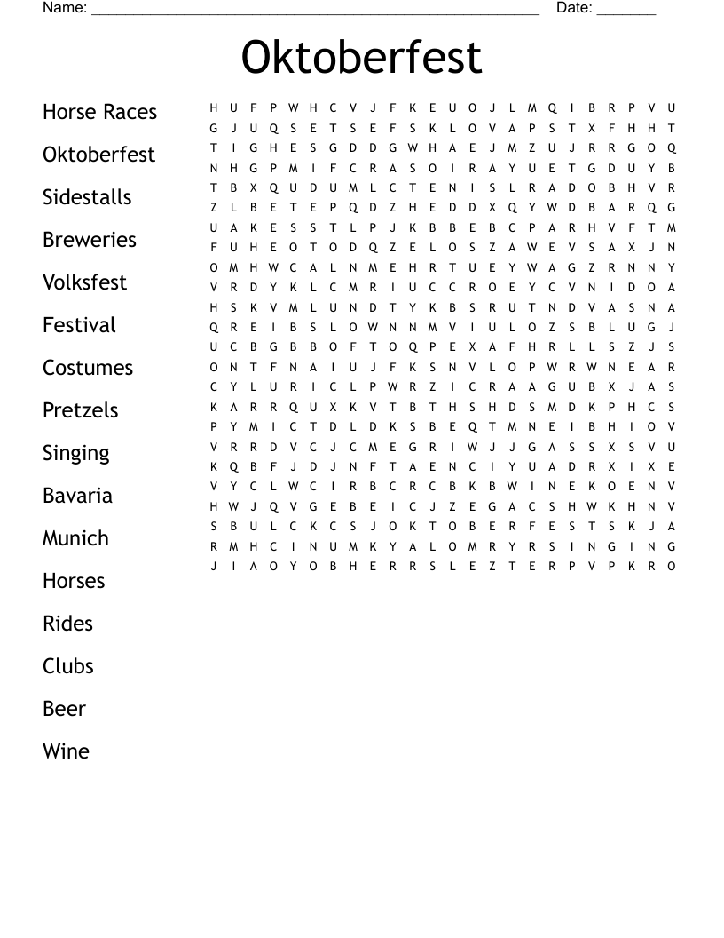 Oktoberfest Word Search