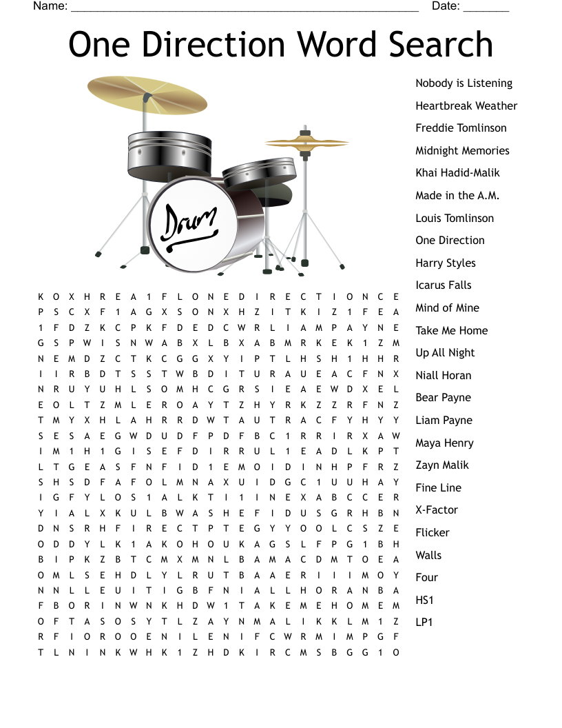 One Direction Word Search