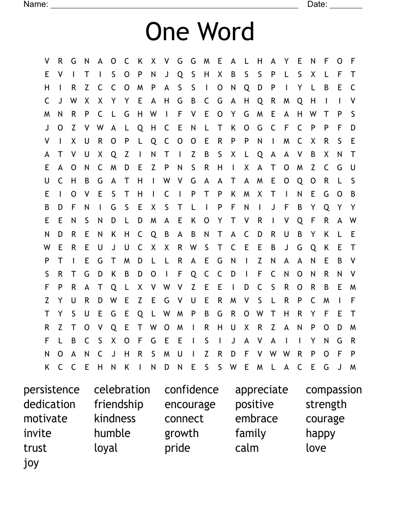 One Word  Word Search
