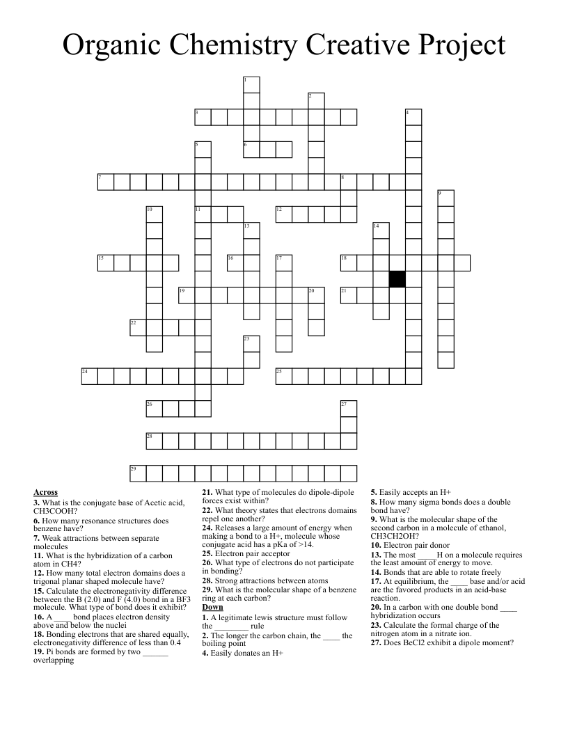Organic Chemistry Creative Project  Crossword