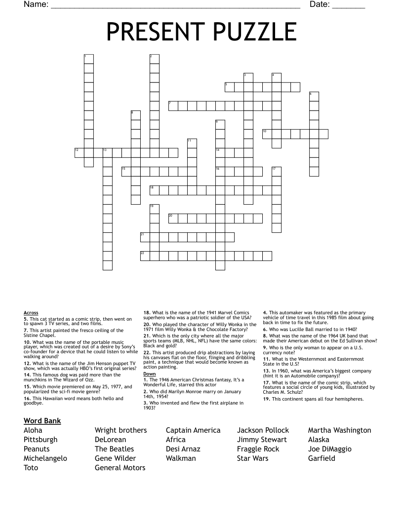 PRESENT PUZZLE Crossword