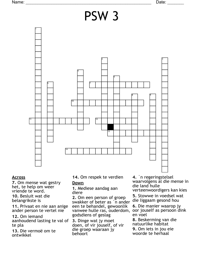 PSW 3 Crossword