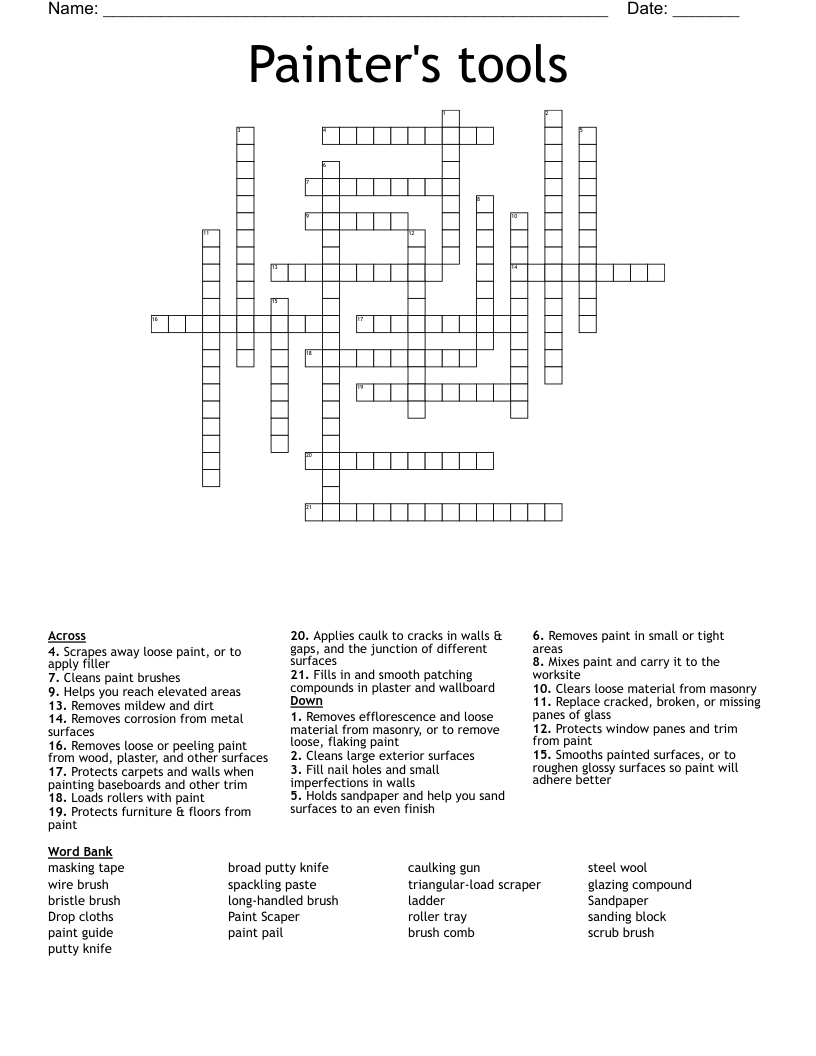 Painter's tools Crossword