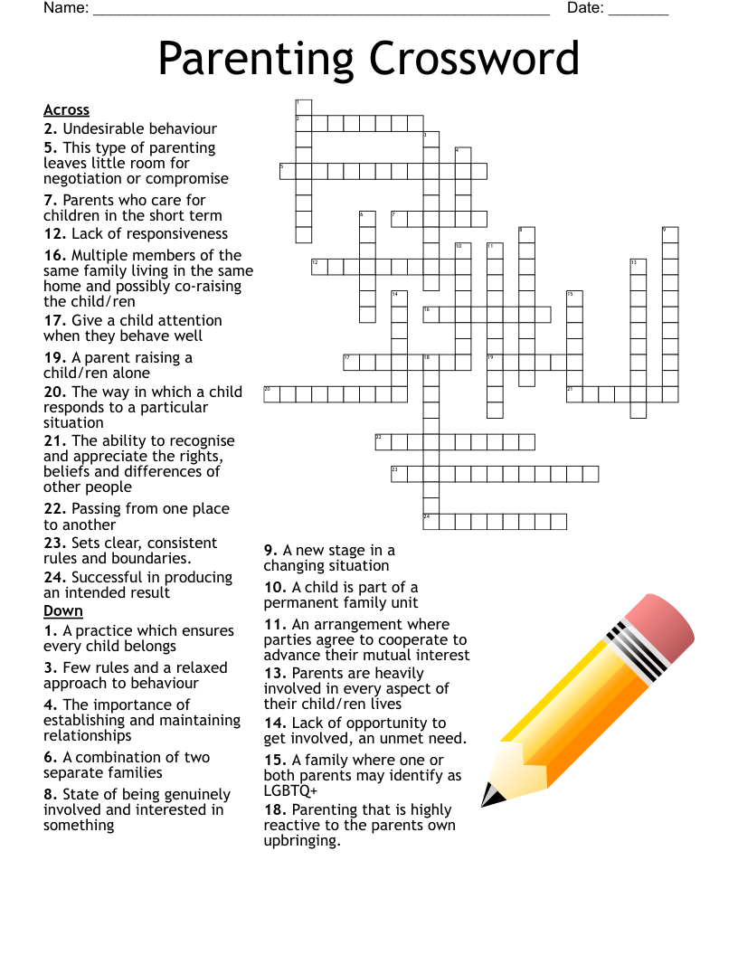 Parenting Crossword