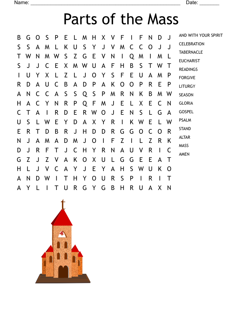 Parts of the Mass Word Search