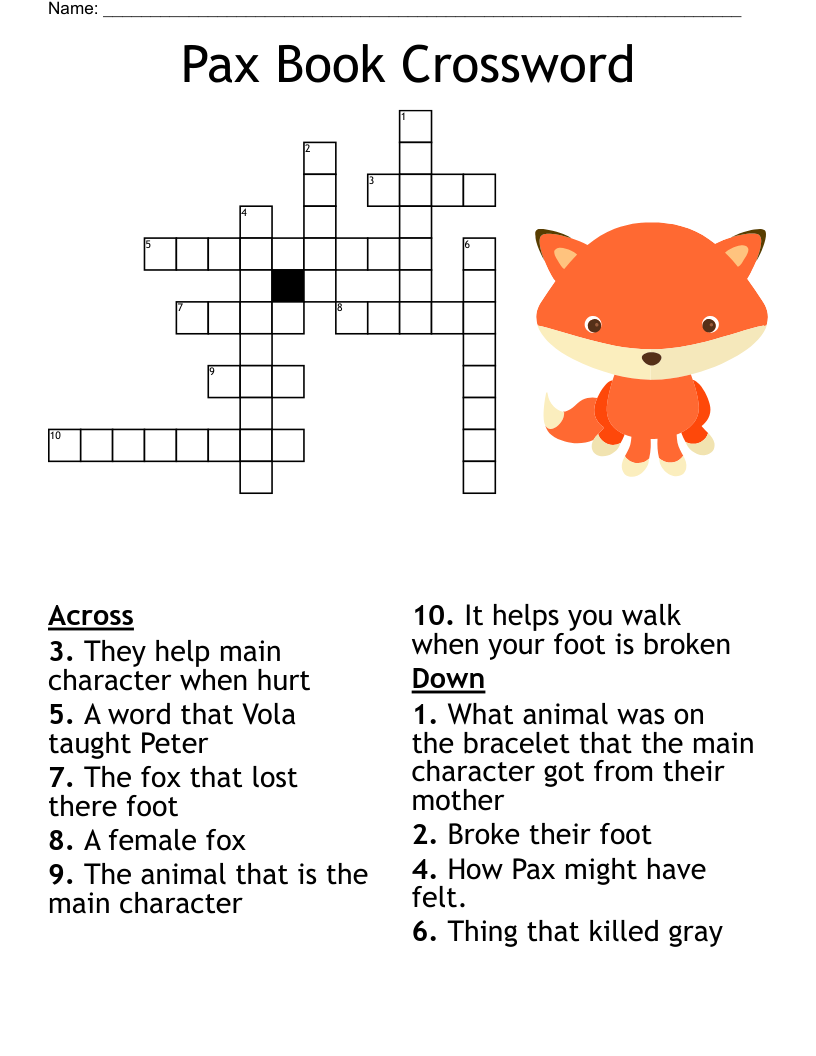 Pax Book Crossword