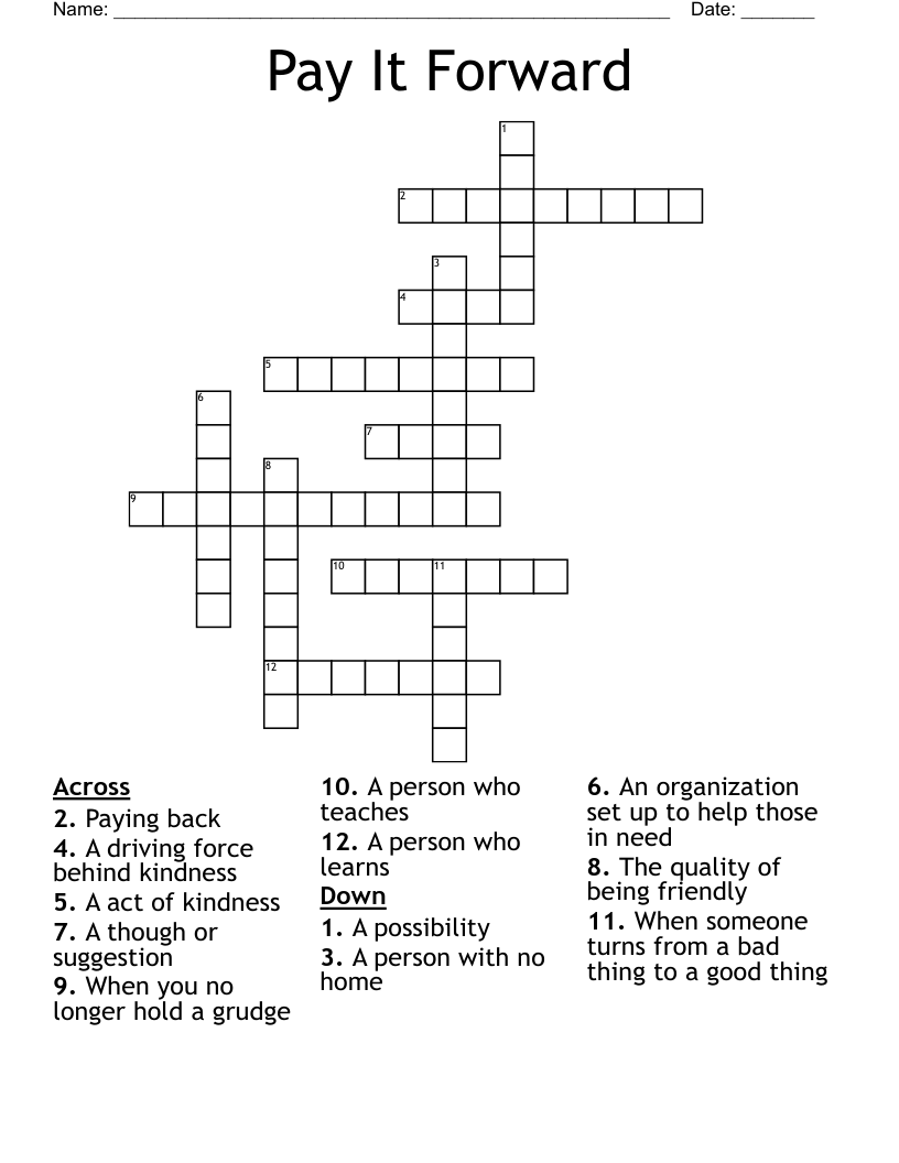 Pay It Forward Crossword