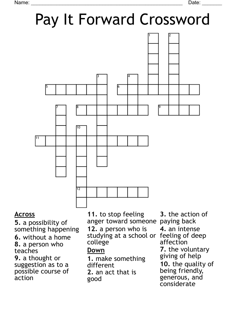 Pay It Forward Crossword