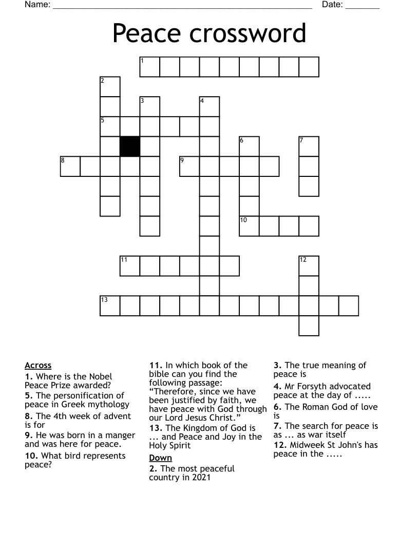 Peace crossword
