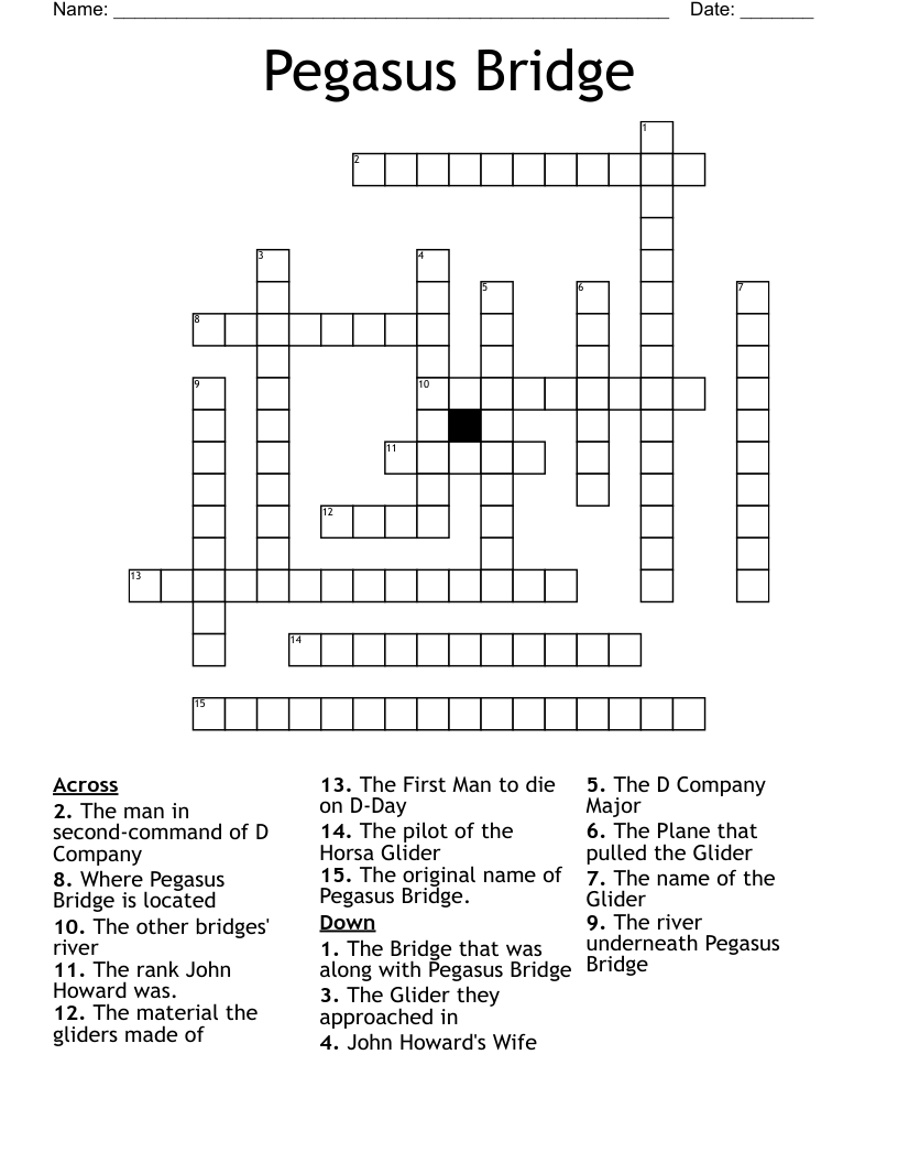 Pegasus Bridge Crossword